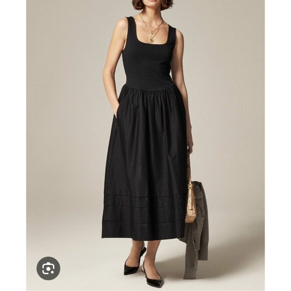 J. Crew Dresses & Skirts - J.Crew Drop-waist mixy dress black preppy money 90s classic sz L